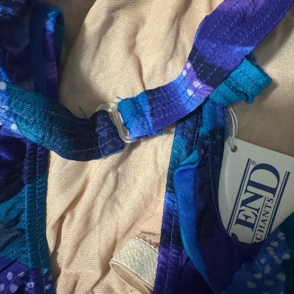 Lands End Vintage One Piece Bathing Suit Purple Blue RN 62830 90's Made in USA 6 - Picture 12 of 13